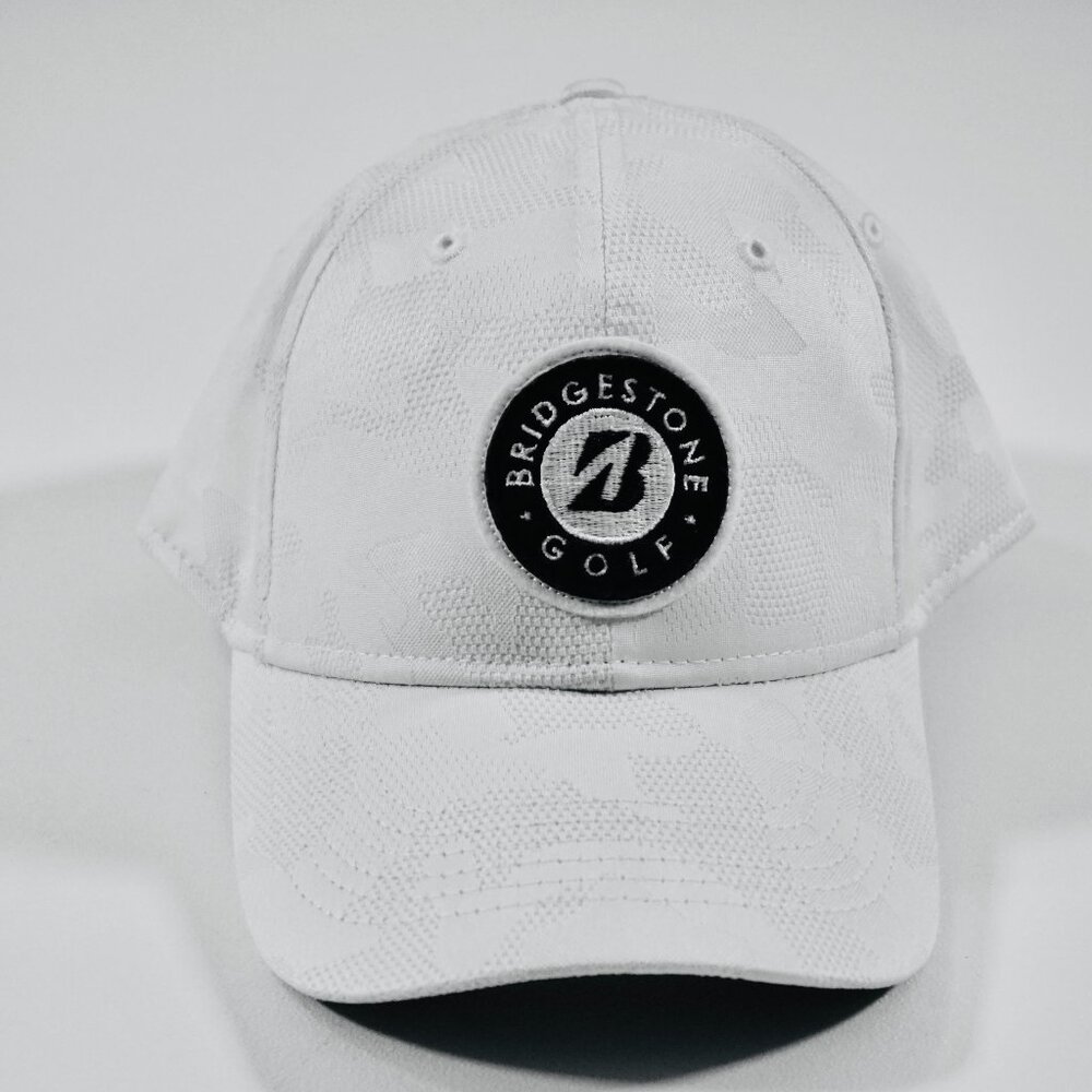 Bridgestone Golf Hat Tonal White / White / Black Logo Men's Adjustable